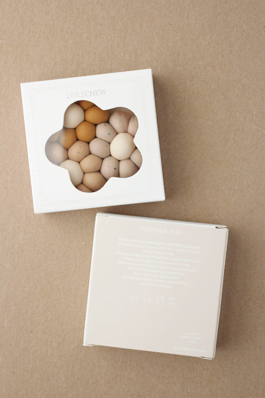 Silicone Wooden Natural Organic Safe Teether for Baby / Toddler Flower Shape Rustic