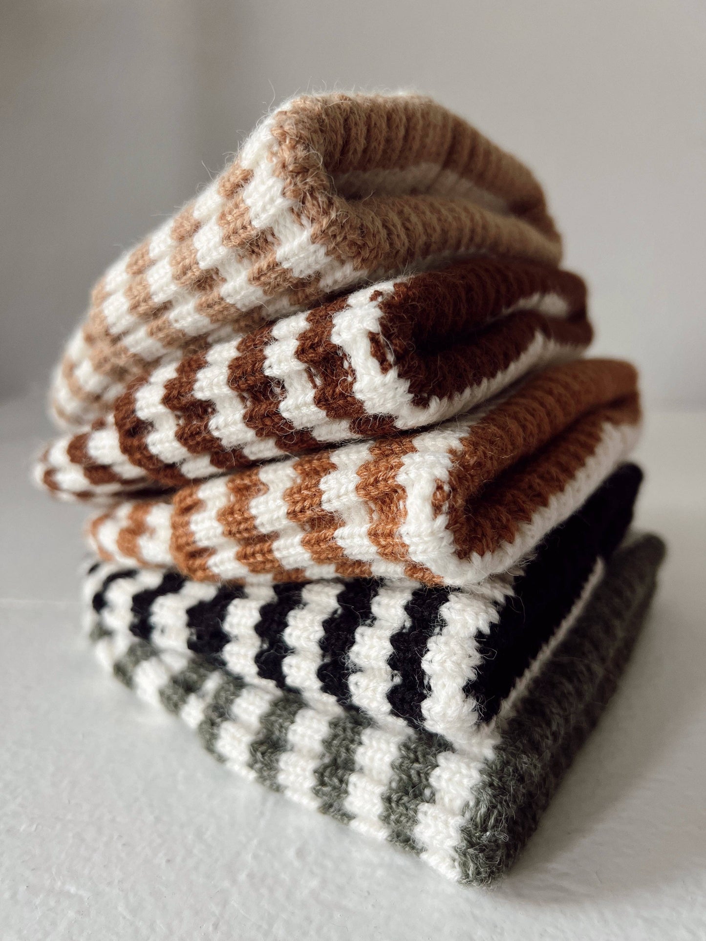 Rib Knit Hat, Toffee Stripe