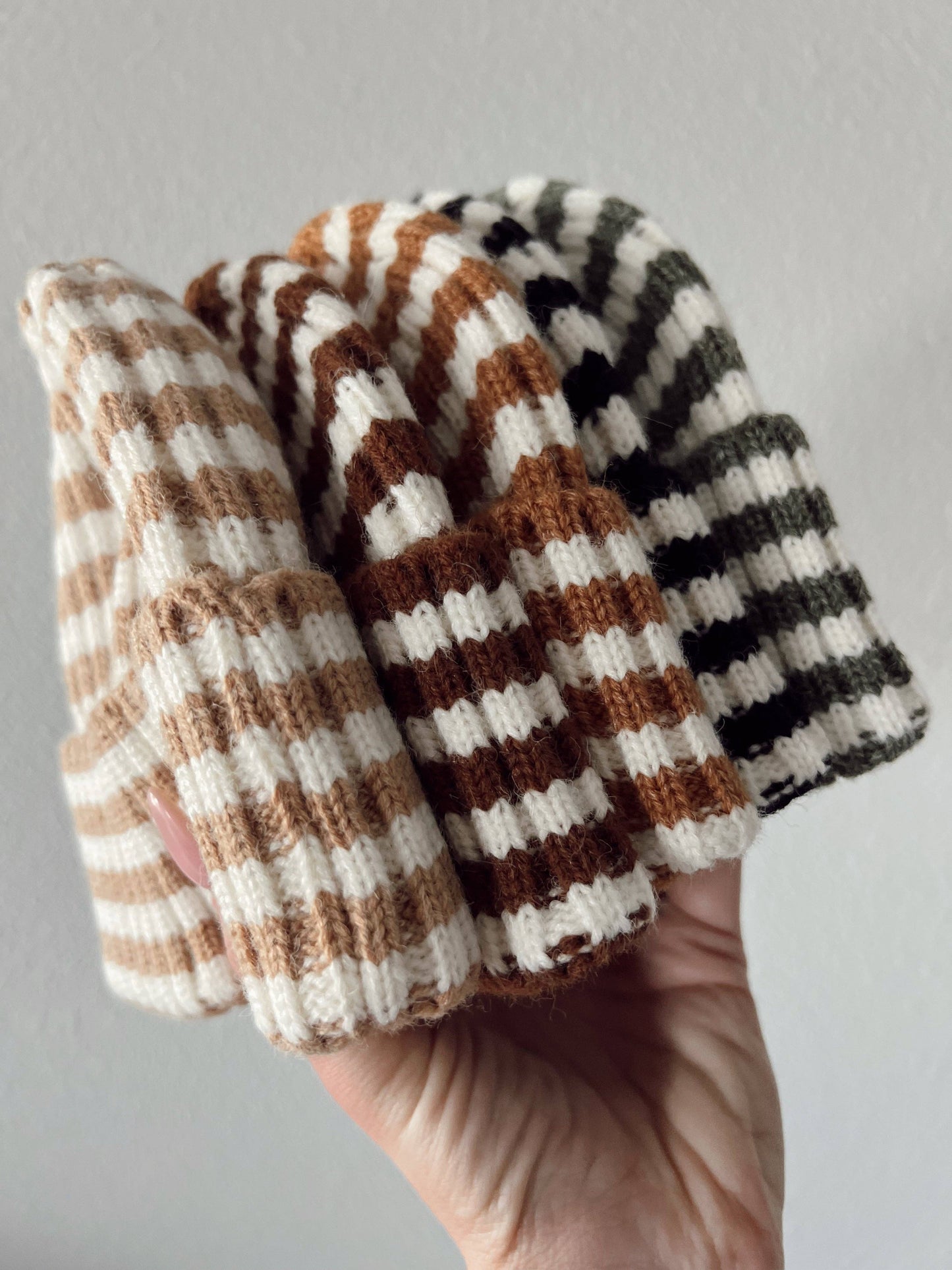 Rib Knit Hat, Toffee Stripe