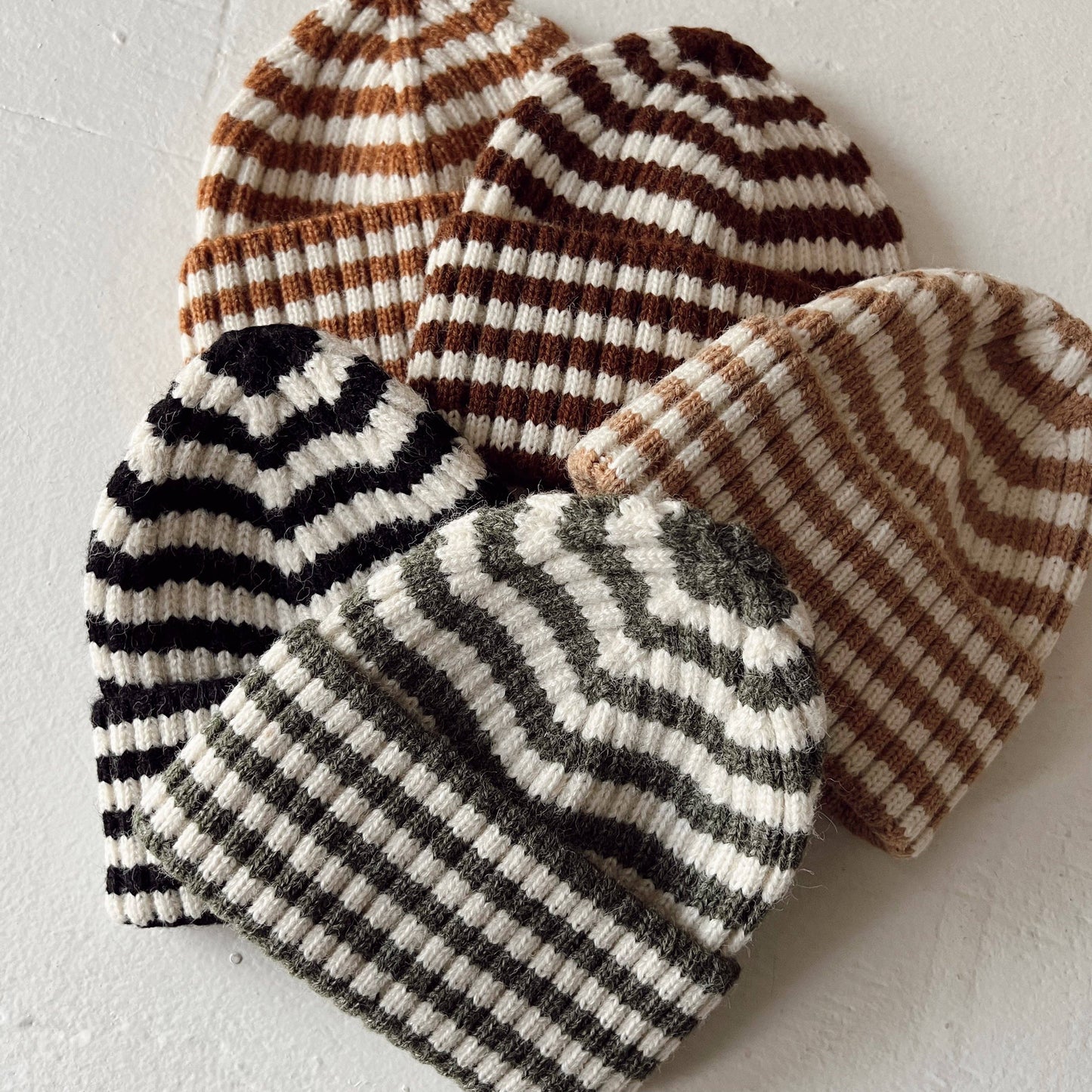 Rib Knit Hat, Toffee Stripe