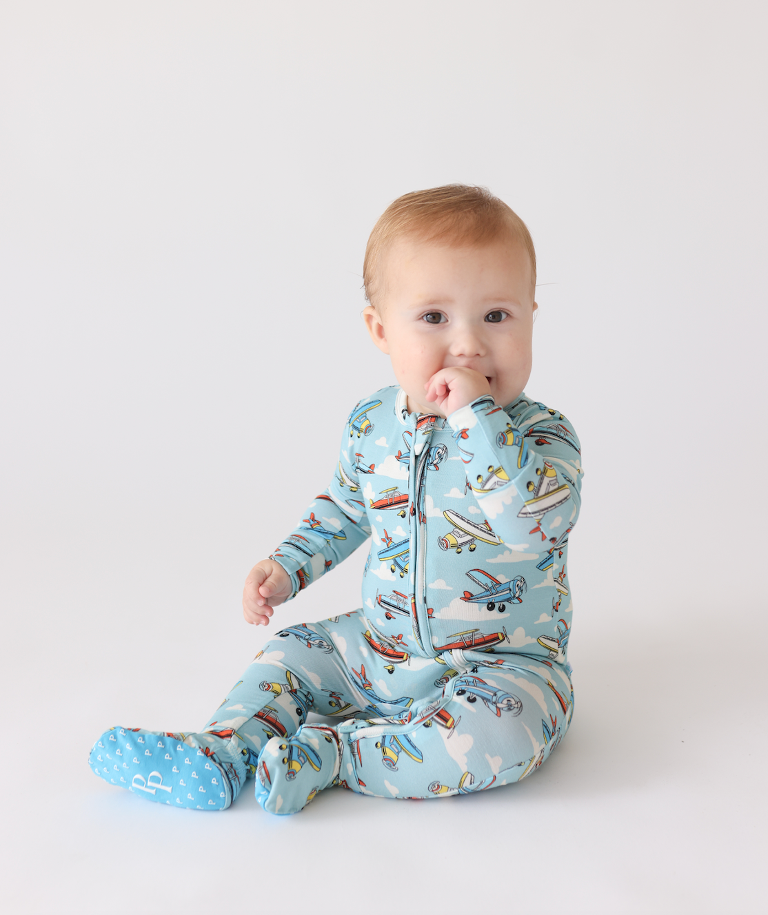 Posh Peanut Planes Footie Zippered Onesie- Soft Bamboo Infant Toddler Clothing