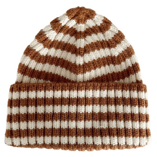 Rib Knit Hat, Toffee Stripe